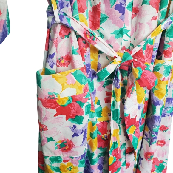 Vintage 60s Bright Floral Lightweight Robe Feminine Girly L - Picture 5 of 7